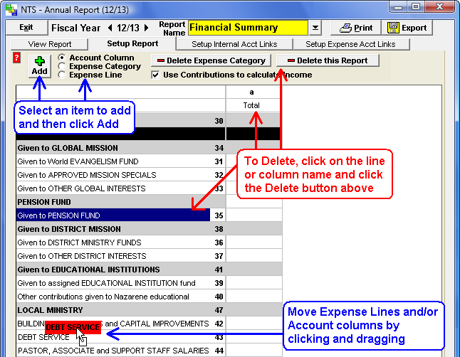 Setup Internal Account Links to Report