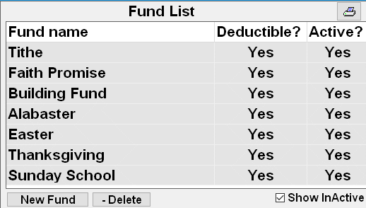Contribution Fund Setup Screen