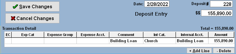 Deposit money from a loan
