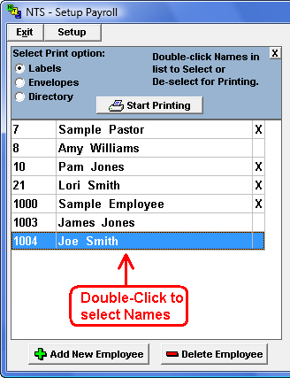 Print Employee Labels, Envelopes, or Directory