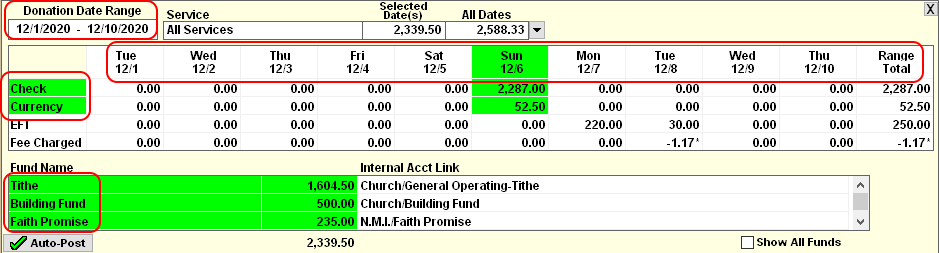 Auto-Post Deposit Window