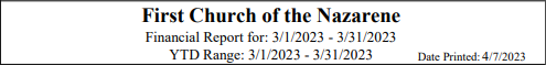 Periodic Financial Report Heading